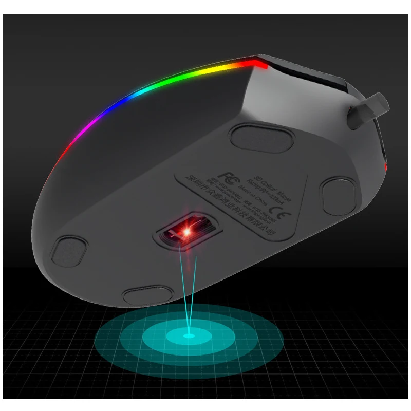 Mouse da gioco cablato colorato per Computer Mouse USB 4 pulsanti Mouse da 1000DPI Notebook Desktop Gamer Mause Office Internet cafe