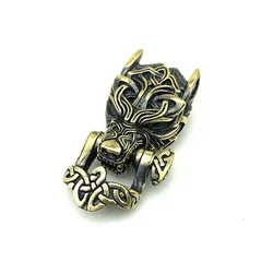 EDC Outdoor Tool DIY Accessories For Bracelet Weaving Paracord Multifunction Buckle Brass Wolf Head / Dropshipping