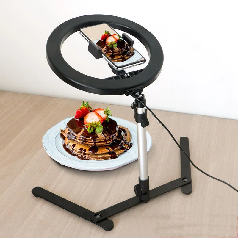 Desktop Overhead Tripod  for Video Shooting with Led Ring Light Lamp Tabletop Stand Tripods with Mobile Phone Holder For Nail Ar