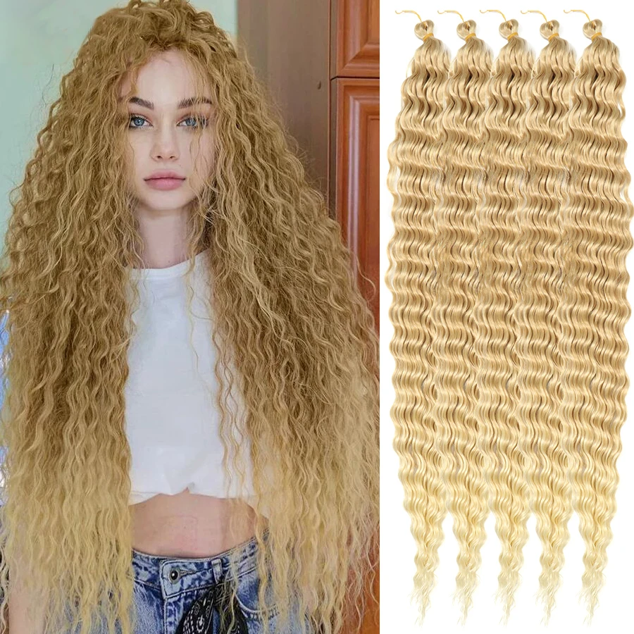 

Ombre Synthetic Afro Curls Ocean Water Wave Crochet Hair Extensions for African Braids 30 inch Long Tress Braiding Crochet Braid