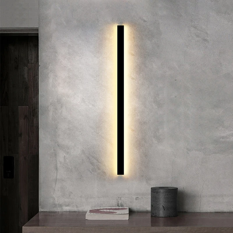 Modern Long Wall Lamp Bedroom Bedside Lamp Black Living Room Dining Room Wall light 110V 220V Staircase Corridor Wall Sconces