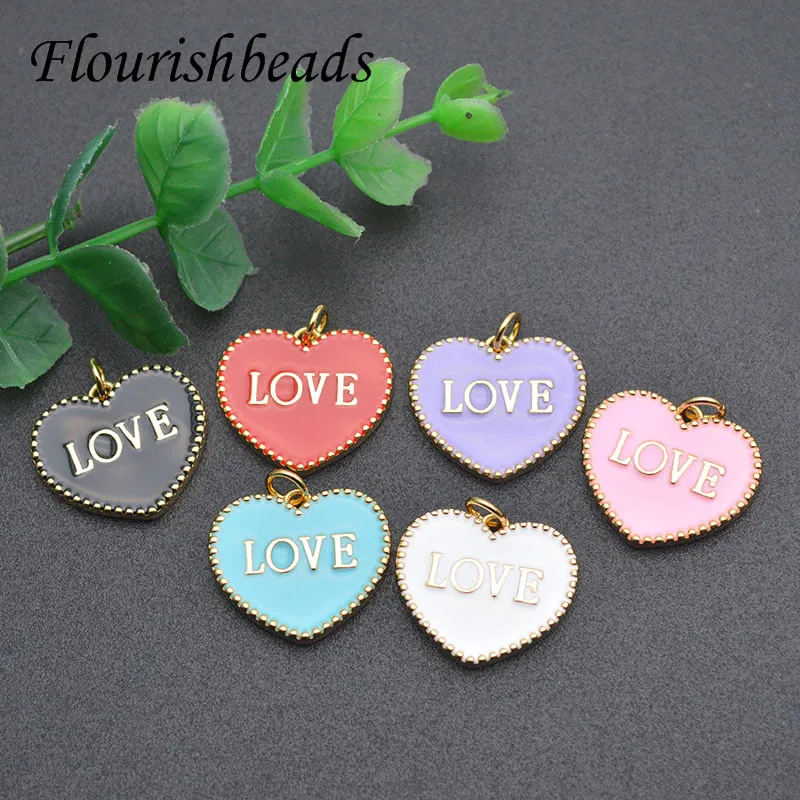 30pc/Lot Round Red Love Heart Cute Charms Diy Earrings Charm Designer Bracelet Necklace Pendant Jewelry Making