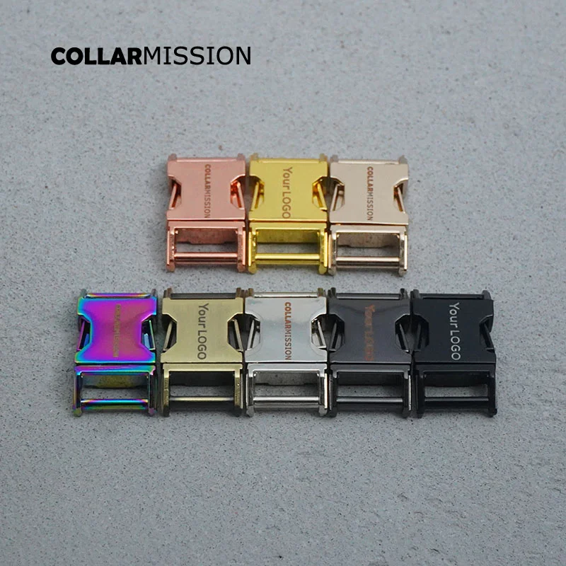 

20pcs/lot Side release engraved buckle kirsite DIY dog collars accessory durable security lock retailing 15mm buckle 8 kinds