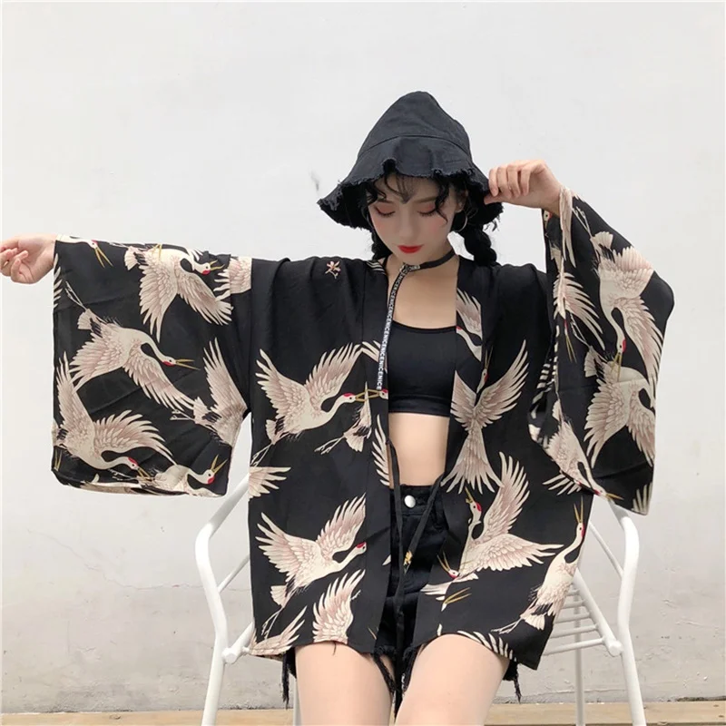 

Yukata female Kimono cardigan shirt harajuku kawaii style Kimonos woman 2020 blouse obi haori Japanese streetwear