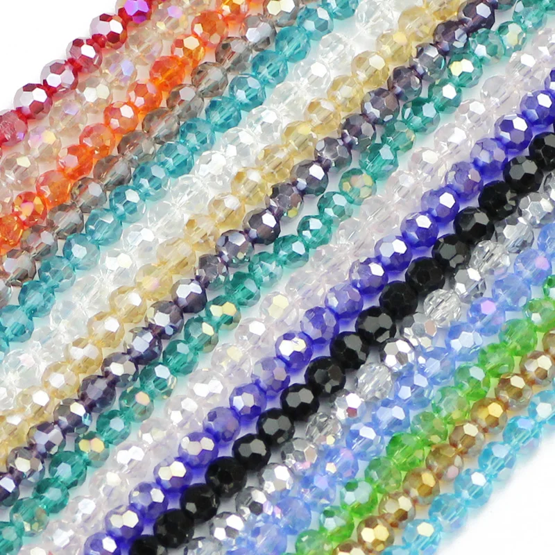 JHNBY Football Faceted Austrian crystal beads 4mm 100pcs High quality Round sphere Loose beads for jewelry making bracelet DIY