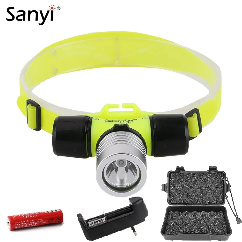 Diving Headlamp 20 Meters Underwater Headlight XPE LED Scuba Head Flashlight Dive Torch Waterproof IPX8 18650 Head Lamp