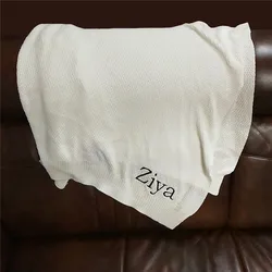 Manta personalizada con nombre para bebé, manta envolvente para recién nacido, de algodón de ganchillo, ropa de cama para bebé, cuna, cama, cochecito