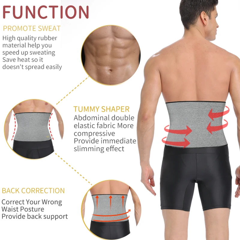 Mens Waist Trainer Modeling Belt Belly Cincher Shapers Slimming Body Shaper Weight Loss Shapewear Abdominal Sweat Slim Trimmer