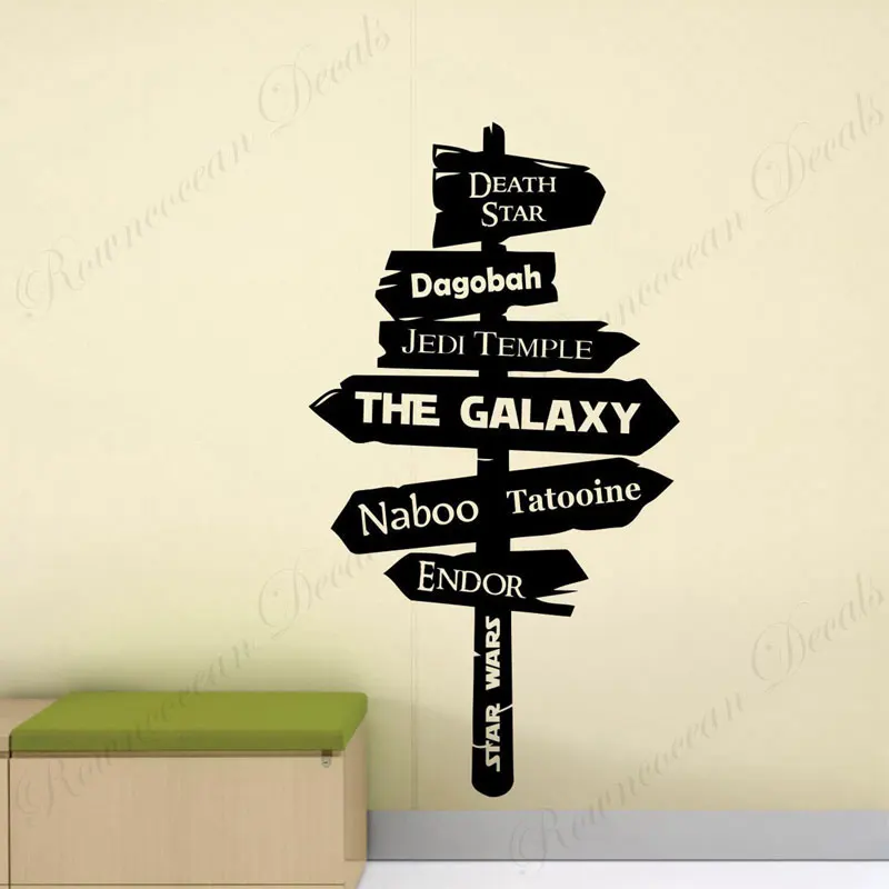 

Cartoon Road Sign Wall Sticker Vinyl Galaxy Death Star Quote Decals Home Decor Kids Boys Room Playroom Nursery Wallpaper S041