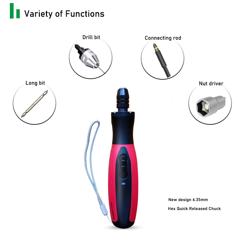 Cacciavite elettrico Cordless 2000mAh batteria ricaricabile set di utensili elettrici strumenti di riparazione LED integrati manuali e automatici