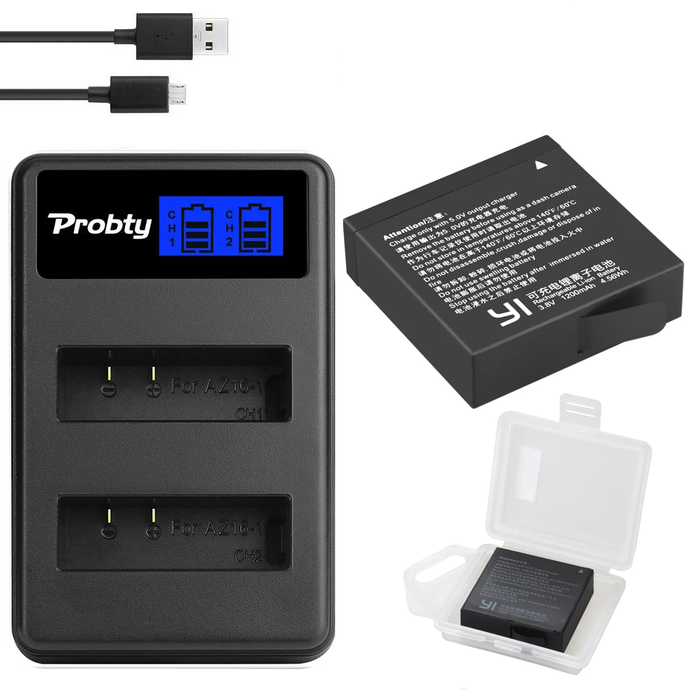 Dành Cho Original Xiaomi YI Lite 2 4K 4K + Màn Hình LCD USB 2 Khe Cắm Sạc Cho Hiểu Khê 4K Camera Hành Động Pin