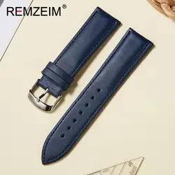 Universal Smooth Genuine Leather Watchband 14mm-22mm Pink/Blue/Brown/Purple/Black/White Breathable Calfskin Strap Quartz Watch