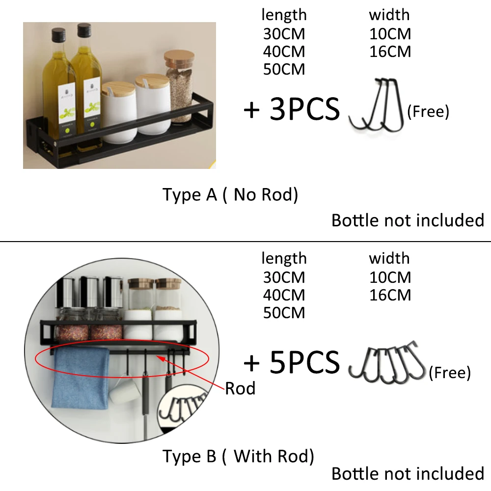 Wall-Mounted Kitchen and Bathroom Shelf, Household Condiment Supplies Rack Multifunctional Knife Shovel Chopstick Storage Rack