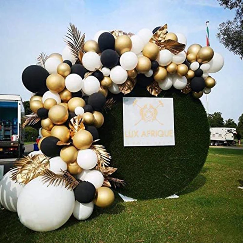 

153pcs Black Gold Balloon Arch Garland Kit Metallic Gold Balloon White Balloon for Birthday Fiesta Wedding Christmas Engagement