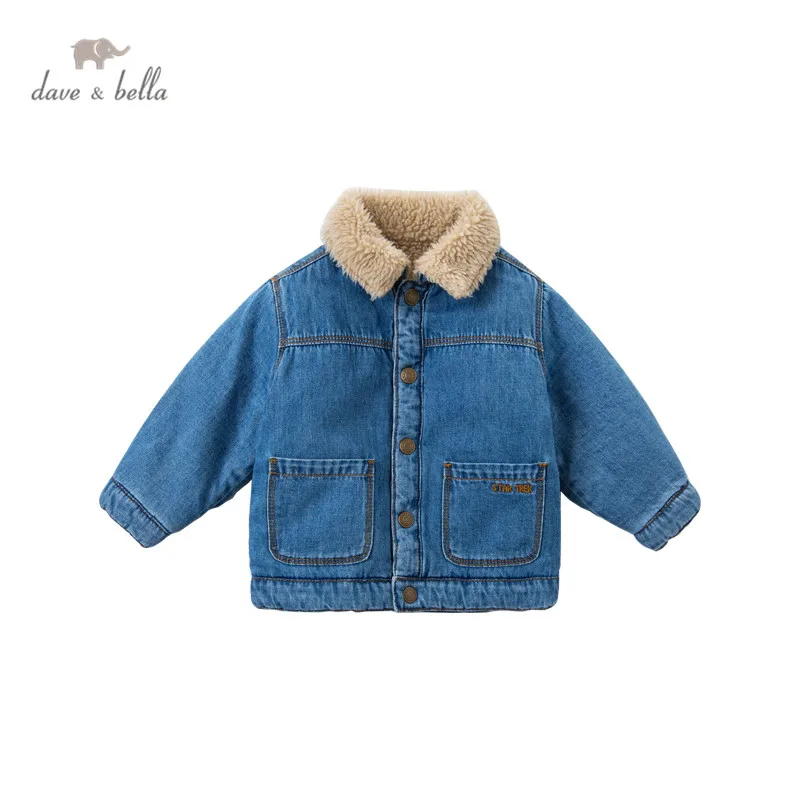 DBX15270 dave bella winter baby boys fashion letter double-wear pockets button coat children tops infant toddler outerwear