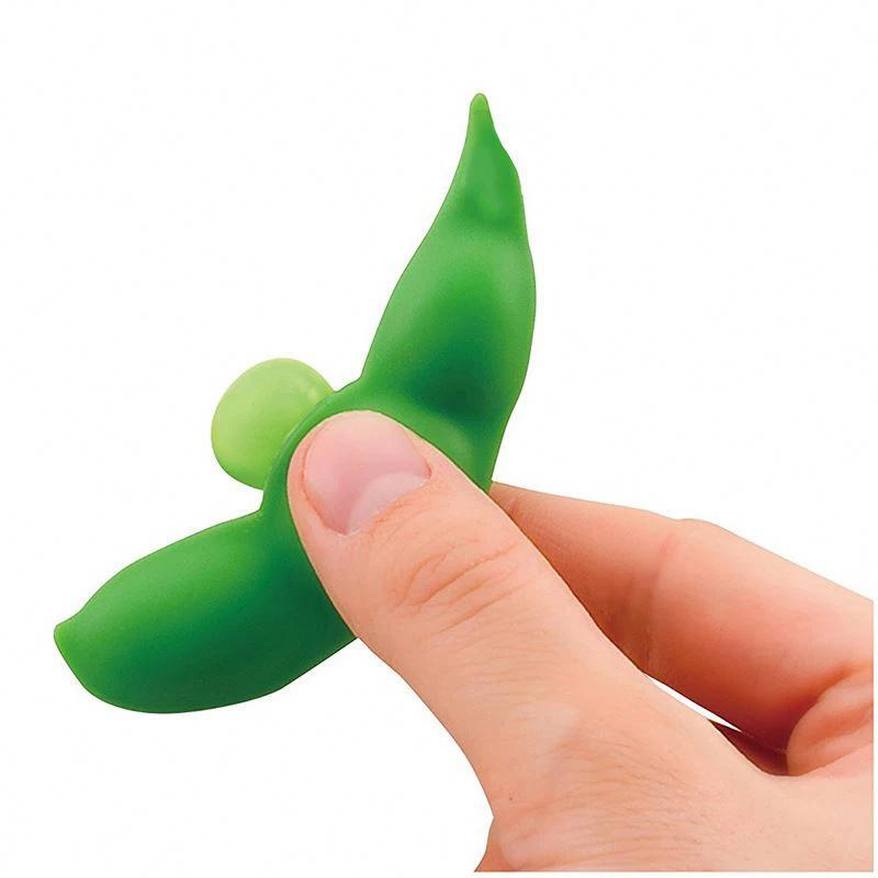 Fidget Toys Beans Cute Creative Gifts Pop It Squishy Squeeze Peas Stress Rubber Keychain Toy Bean Funny Face Home Decor