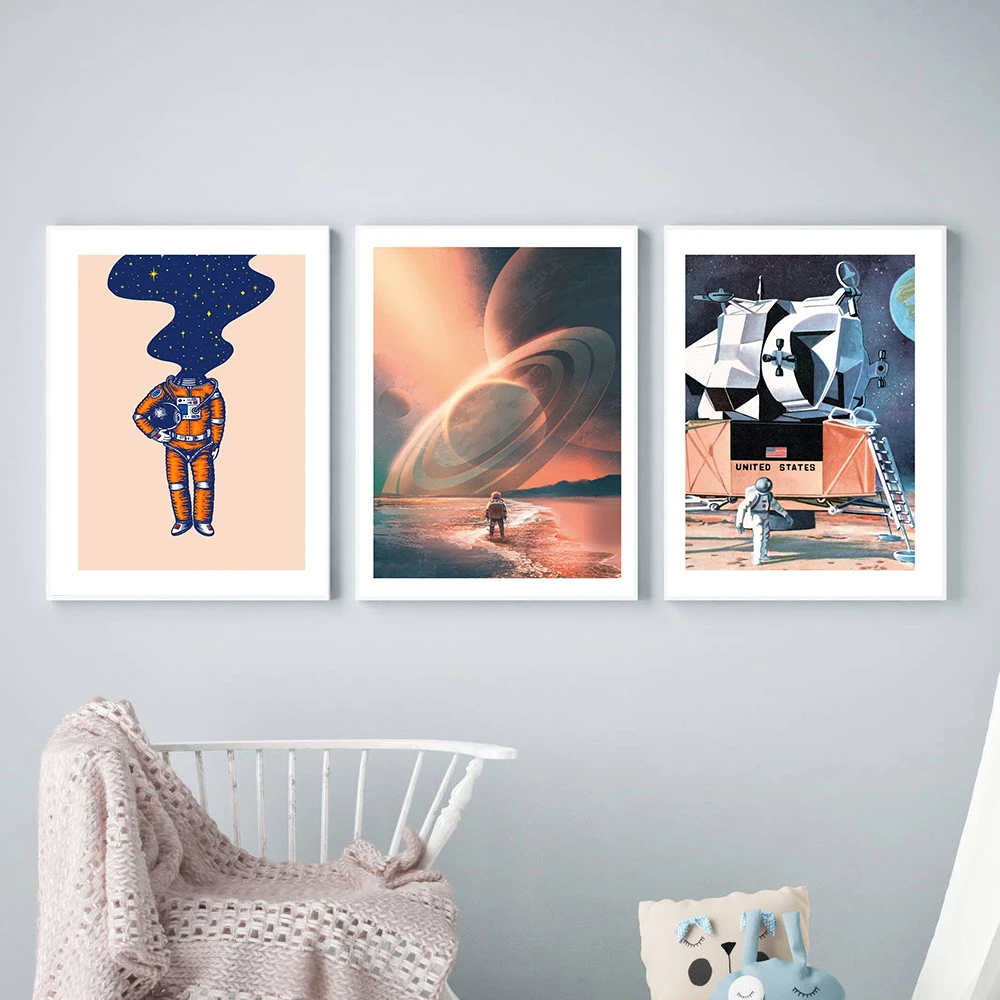 

Astronaut Explore Dream Poster Nursery Wall Art Canvas Painting Nordic Posters and Prints Wall Pictures Girl Boy Kids Room Decor