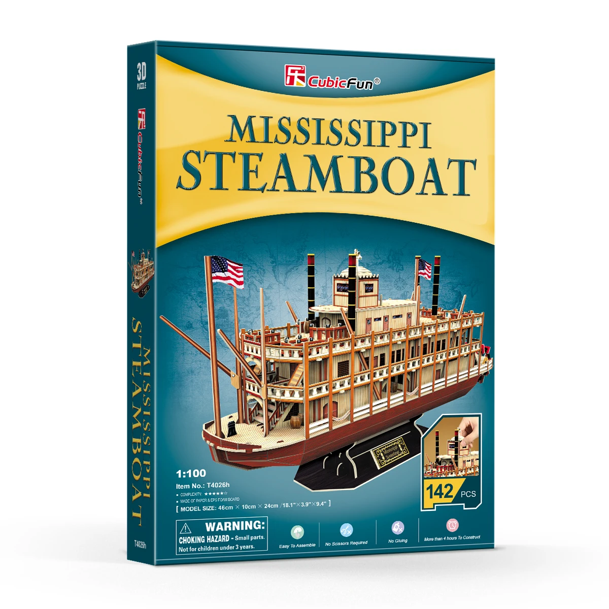 CubicFun 3D Puzzle Vessel Ship Models Toys Building Kits 142 Pcs US Worldwide Trading Mississippi Steamboat for Adults Kids