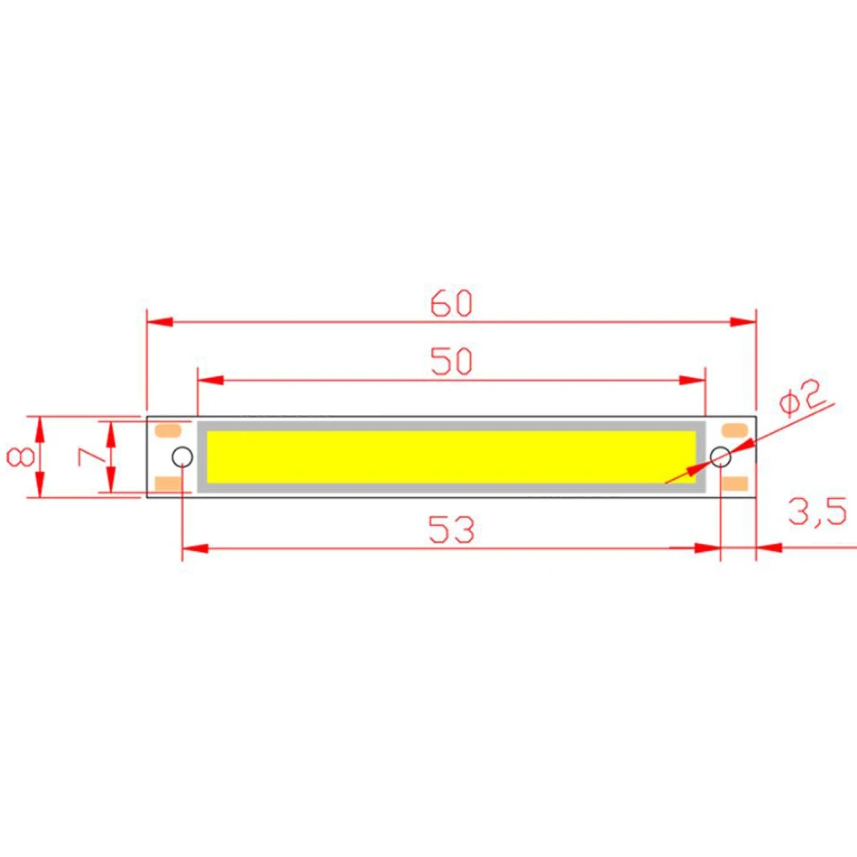 1PCS 60x8mm 6008 COB LED Bulb 3W Light Warm Cold White Blue Red LED COB Strip Bulb DC 3V 6V Chip for DIY Work Bicycle Lighting