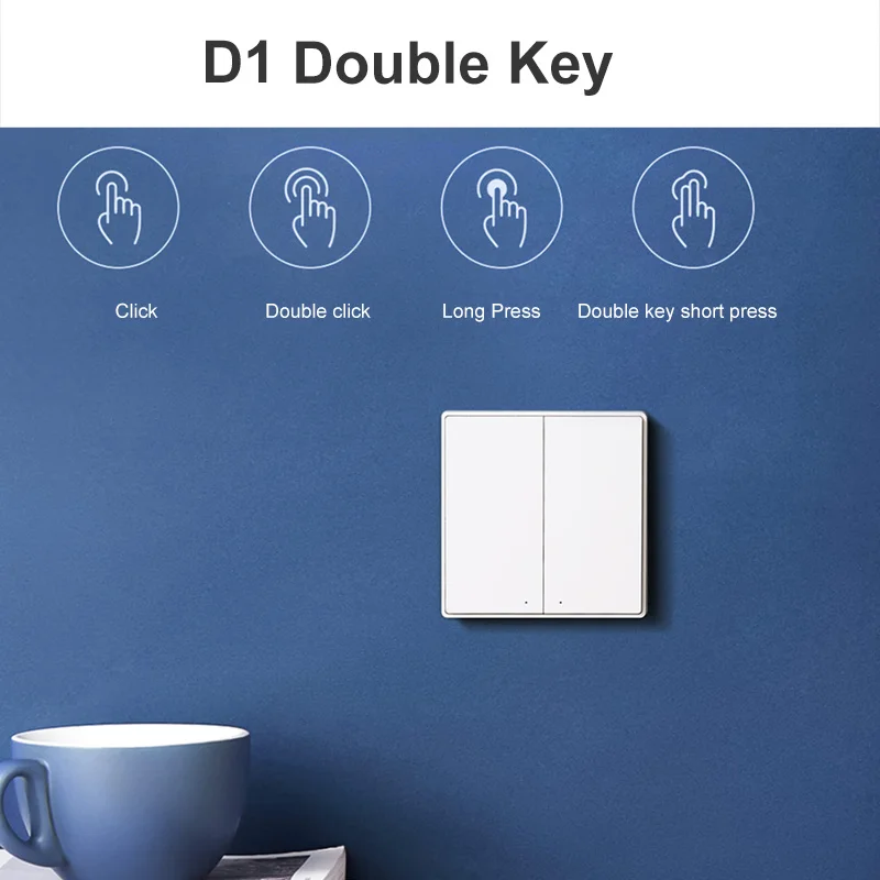 Aqara-Joli mural intelligent sans fil D1 Zigbee, bouton d\'éclairage à clé, télécommande Wifi, prise en charge de jia Andrea HomeKit