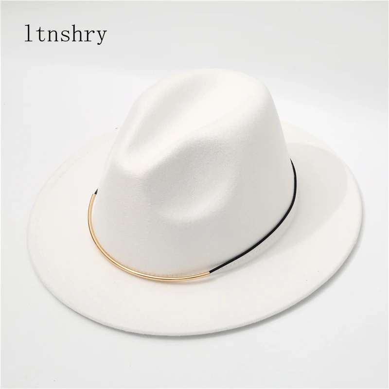 

2021 Autumn Winter Womens Felt Hat Fedoras Wool Wide Brim Hats For Women British Style Church Hats Lady Bow Flat Brim Jazz Cap