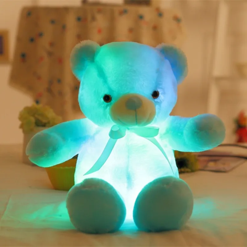 30CM Baby Luminous Teddy Bear Animals Stuffed Plush LED Light-up Pillow Girls Birthday Christmas Gifts Toys for Kids Children