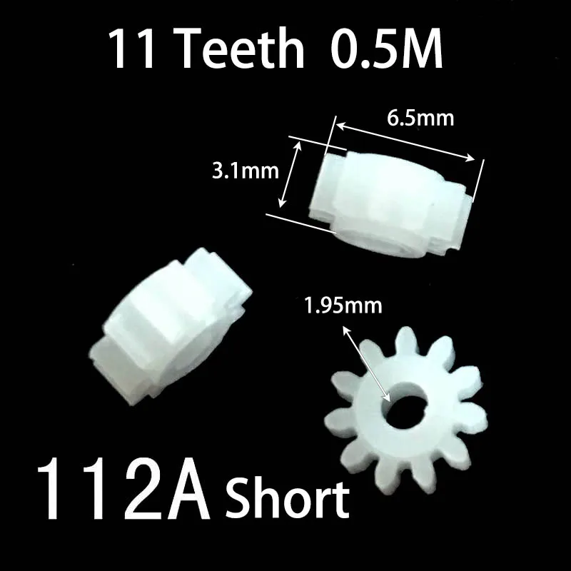 112A Modulus 0.5M Small Pinion 11 Teeth OD=6.5mm 2mm Shaft Tight Pom Plastic Gear Toy Model Accessory (100pcs/lot)