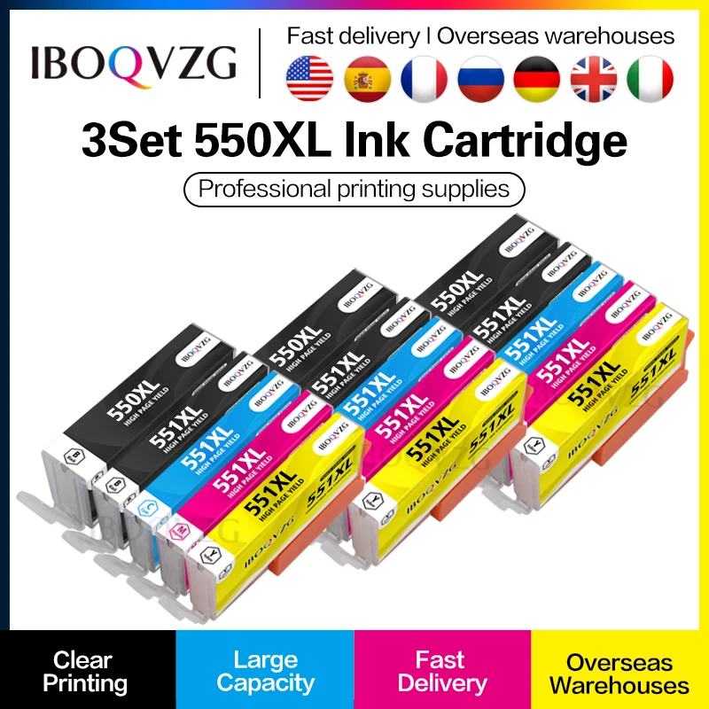 IBOQVZG PGI 550 551 Compatible Ink Cartridge For Canon PIXMA IP7250 MG5450 MX925 MG5550 MG6450 MG5650 MG6650 IX6850 MX725 MX925