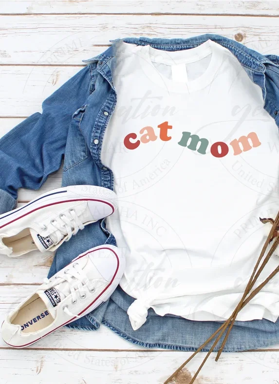 Cat Mom Shirt Lover Funny Gift Mama Mother's Day Harajuku Short Sleeve Mama Top Tees O Neck Cotton Casual 100%cotton top y2k