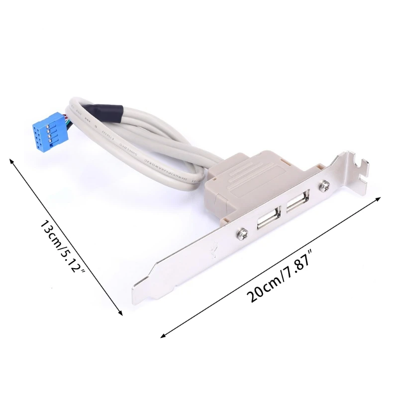 2 puertos USB 2,0, placa base hembra a Panel trasero, Conector de cabezal de 9 pines, adaptador de Cable con ranura PCI, soporte de placa de 30cm