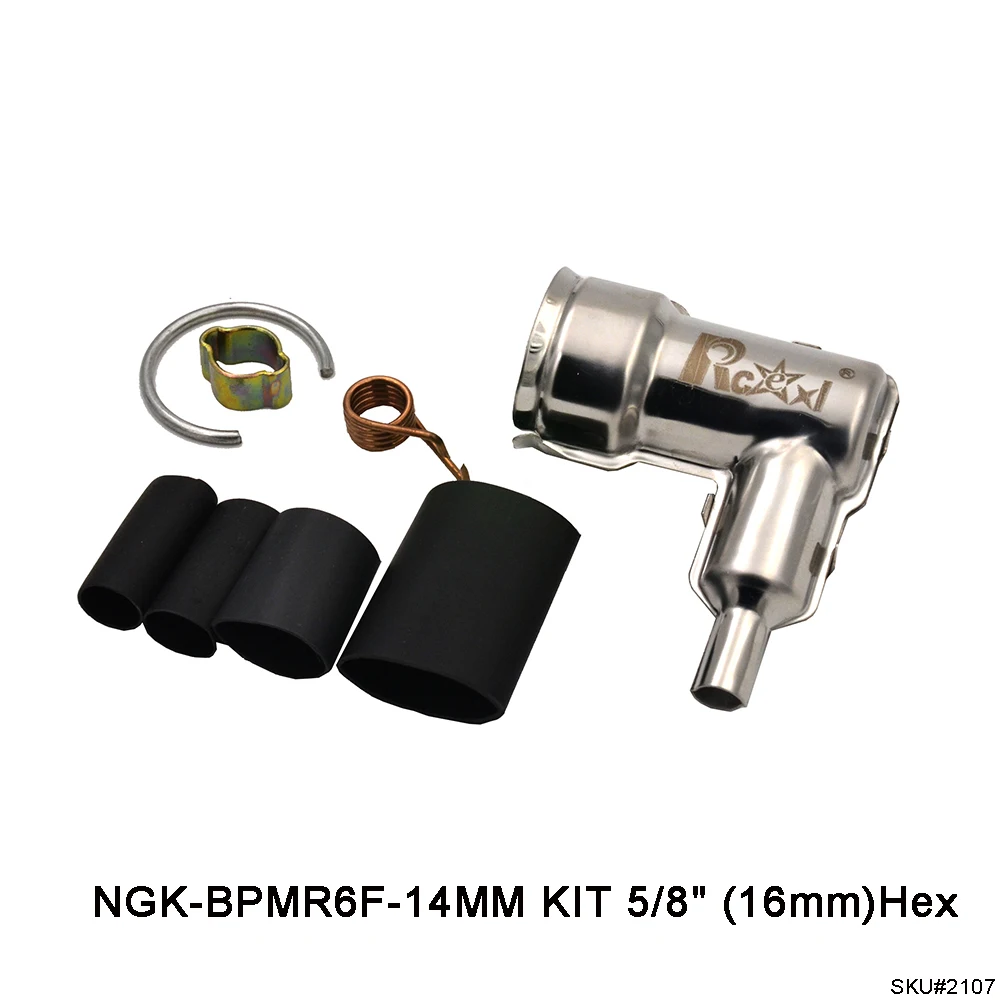 Rcexl Spark Plug Caps and Boots for CDI NGK -BPMR6F-14MM 16mm Hex or NGK -BMR6A-14MM 19mm Hex KIT