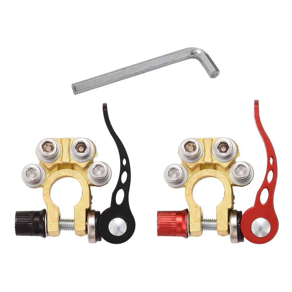 Battery Terminal Clamp Connectors, 2Pcs 4 Way Car Battery Terminals Connector Quick Release Disconnect for SAE/JIS Type A Posts