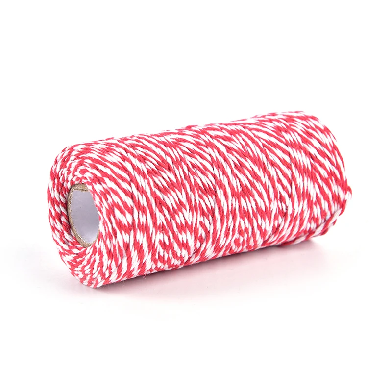 100m/Roll (Red+White) Cotton Bakers Twine String Cord Cotton Rope Cotton Cord Bottle Gift Box Decor Craft