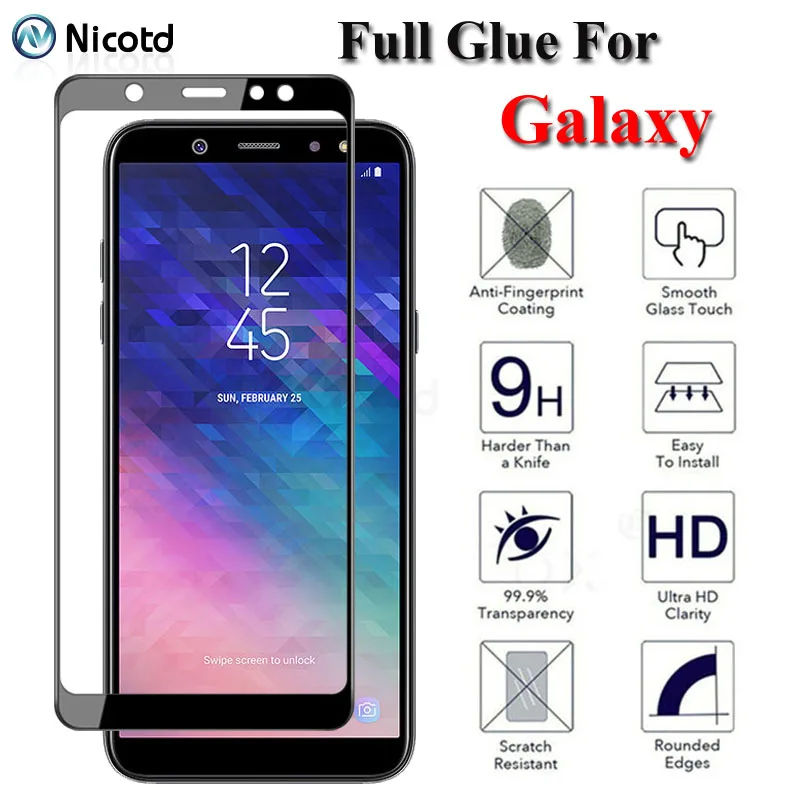 Full Glue Tempered Glass For Samsung Galaxy A10s A20s A6s A8s A31 A41 A51 Screen Protector For Galaxy A6 A7 A8 A9 J4 J6 J8 2018