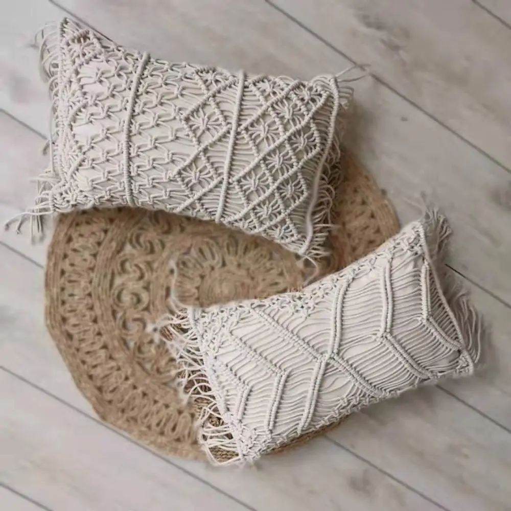 2020 New  Macrame Handmade Cotton Thread Pillow Covers Sofa Cushion Cover Decorative Pillowcases Home Textile