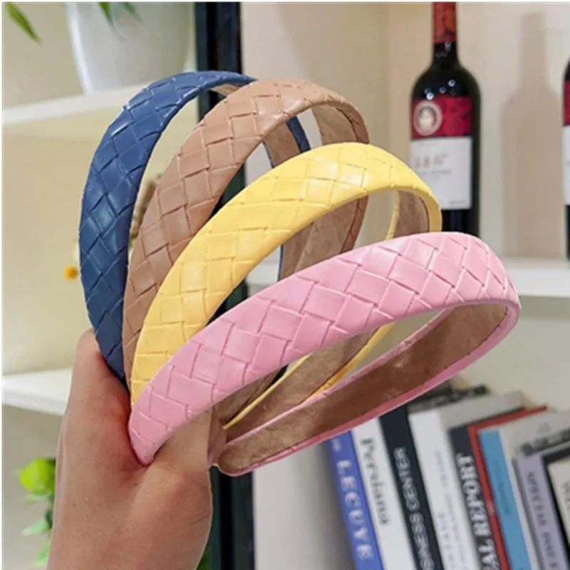 Teen Girls Hair Accessories PU Leather Hairband Solid Lovely Headwear Face Wash Head Band Casual Hair Ornament Hair Hoop