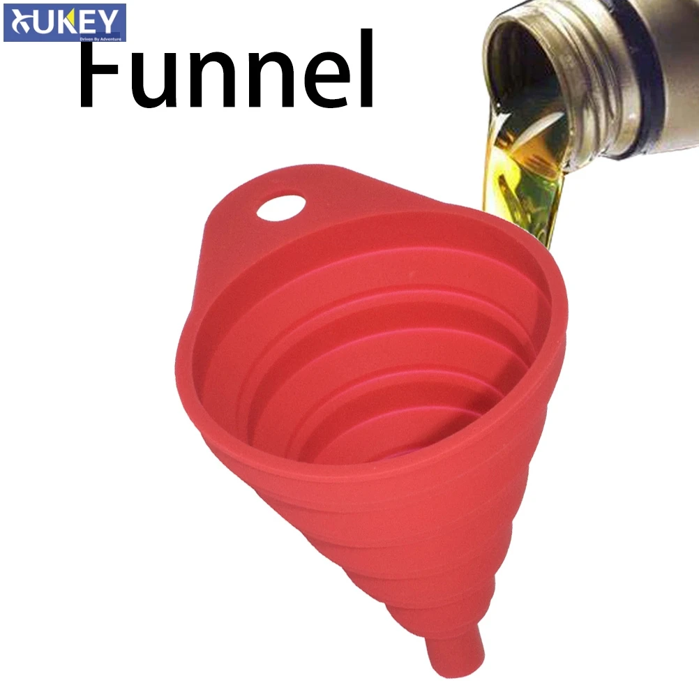 

Universal Collapsible Silicone Funnel Gasoline Oil Fuel Petrol Diesel Water Liquid Supply Fill For Moto Car Boat RV Van Home DIY