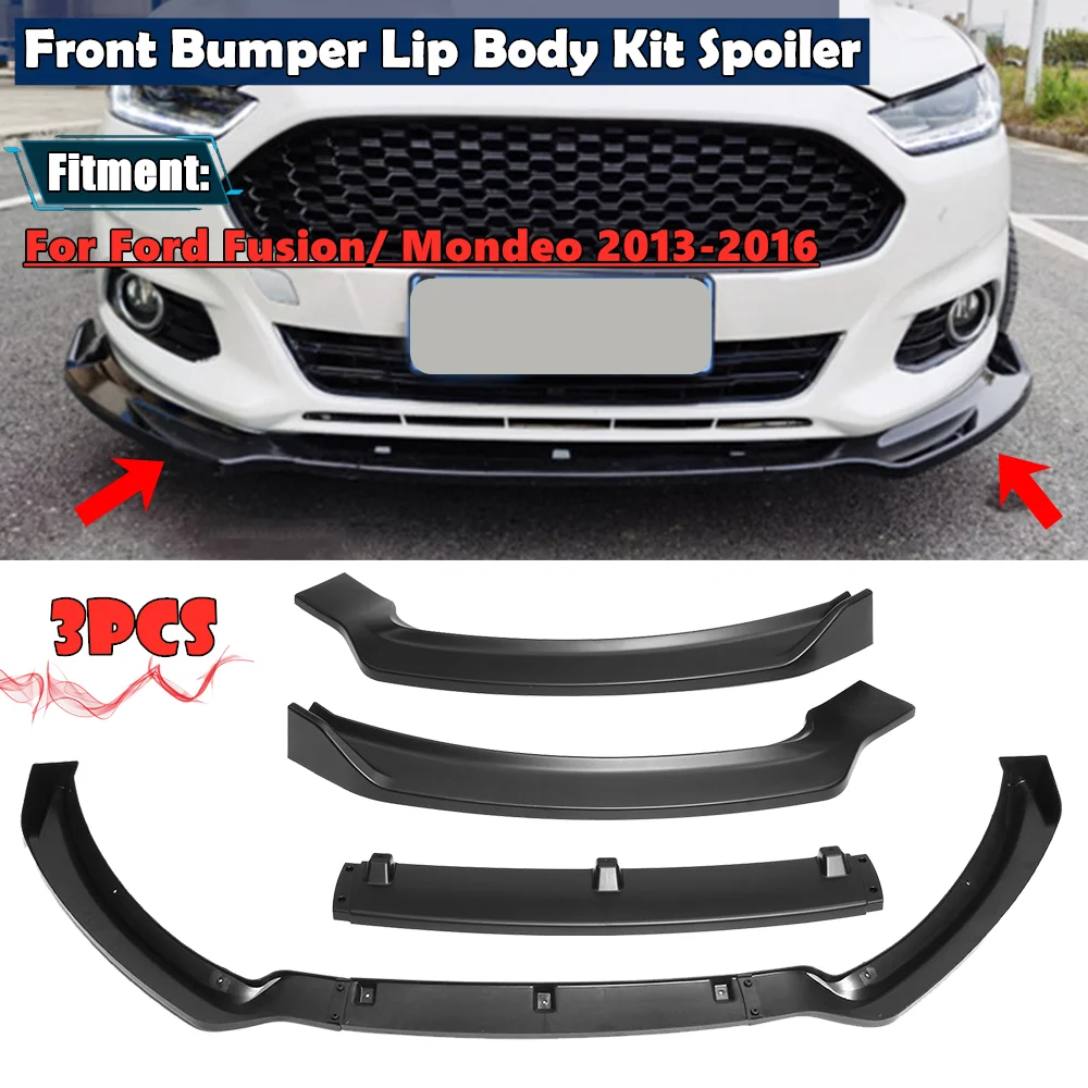 3PCS Car Front Bumper Splitter Lip Body Kit Spoiler Diffuser Protector Cover For Ford For Fusion For Mondeo 2013 2014 2015 2016