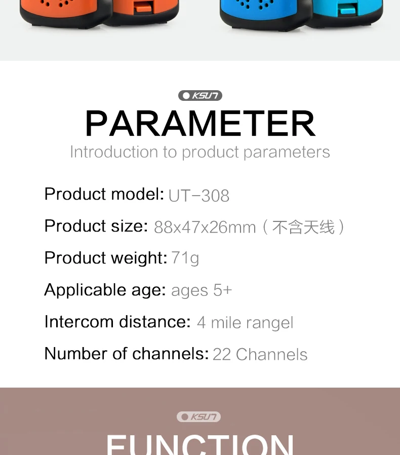 KSUN T-308เด็กเด็กชายหญิง Mini Walkie Talkie เด็ก UHF วิทยุสองทาง Comunicador Handy Talkie Hf Transceiver