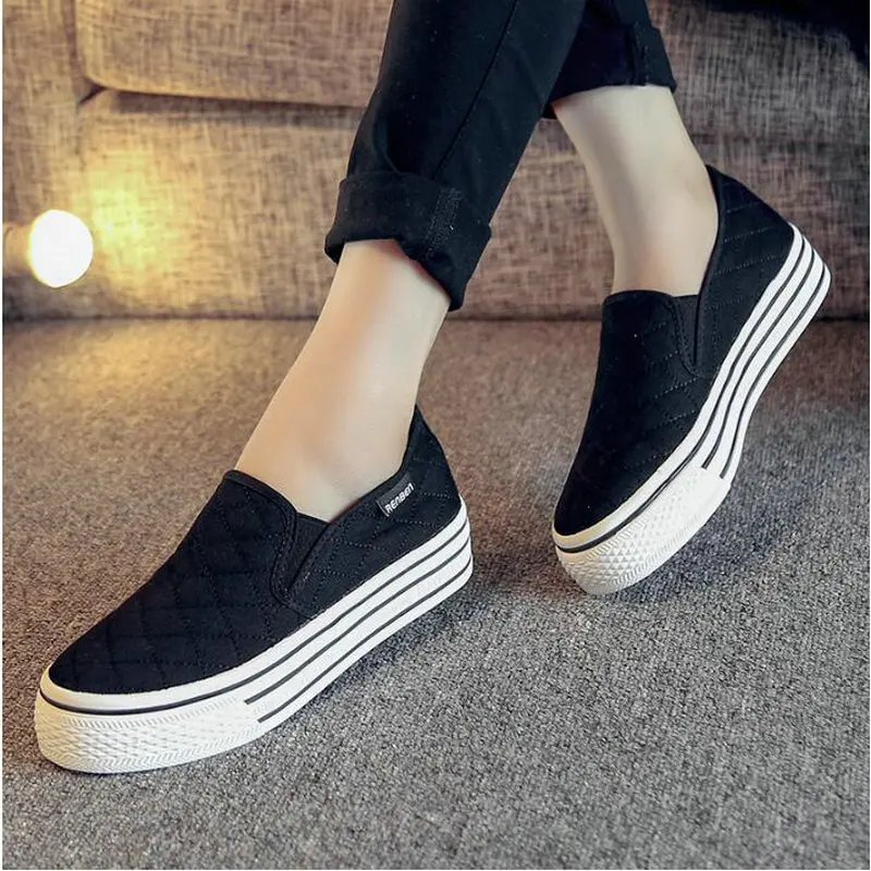 NEW Woman Thick bottom Casual Vulcanize Shoes Womens Canvas Solid Colour Sneakers White Fashion Platform Walking Footwear dfc