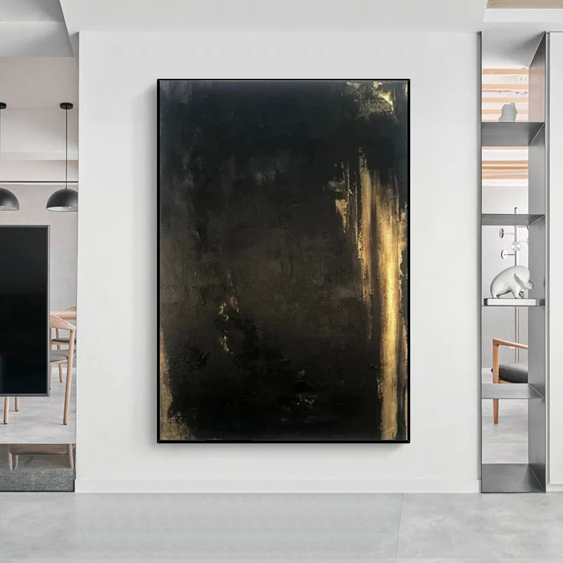 

Abstract Black and Gold Canvas Handmade Painting Industrial Picture Nordic Wall Art Paintings For Living Room Bedroom Decorative