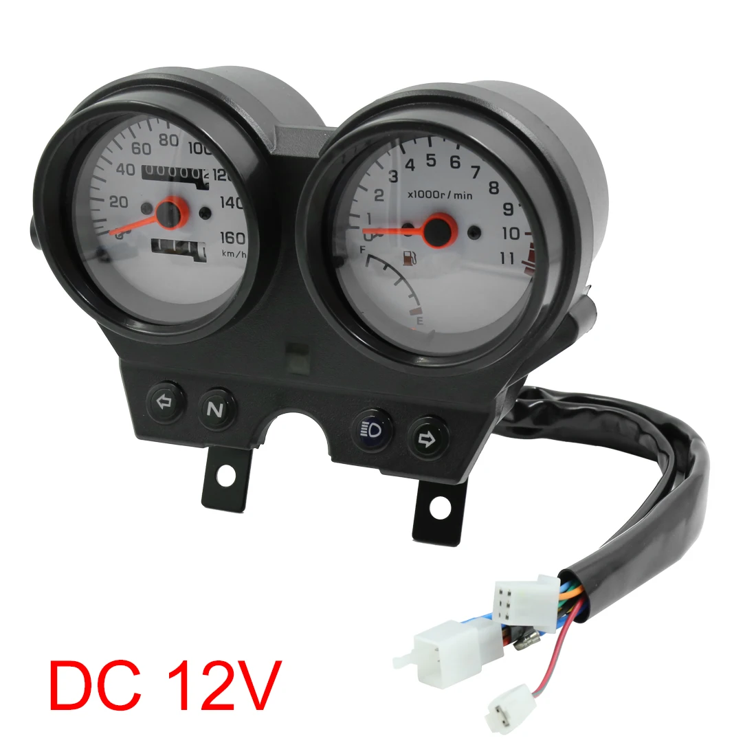 Uxcell Motorcycle Speedometer Odometer DC 12V Dual Odometer Tachometer Speedometer Cluster Indicator for EN Motorcycle