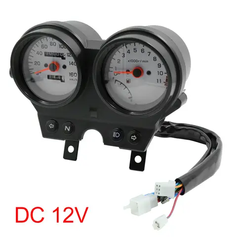 Uxcell velocímetro de motocicleta odómetro DC 12V doble odómetro tacómetro velocímetro indicador de grupo para motocicleta EN