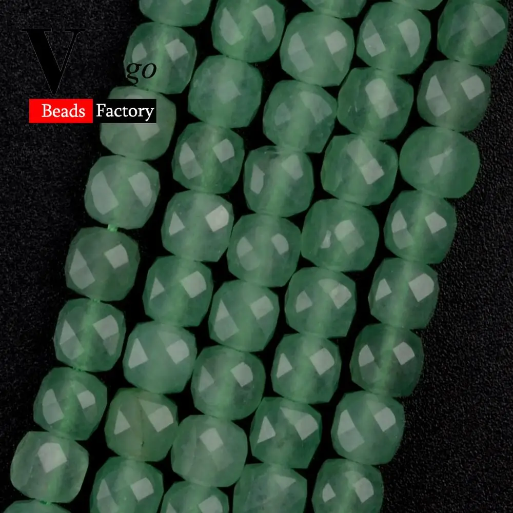 

AAA Natural Faceted Green Aventurine Square Stone Beads for Jewelry Making 5mm 70pcs/strand Loose Beads diy bracelets Jewellery