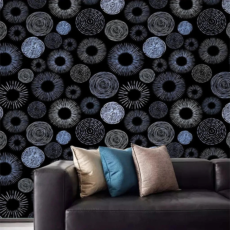 

Индивидуальные фотообои: современные 3D-обои с абстрактными линиями, сине-черные, геометрические, для декора стен комнаты и дома (Papel De Parede)