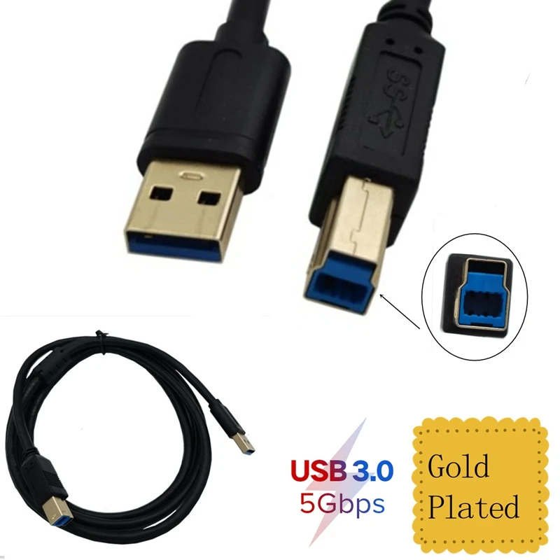 Gold Plated USB Printer Cable USB Type B Male To A Male USB 3.0 Cable For Canon Epson HP ZJiang Label Printer DAC USB Printer