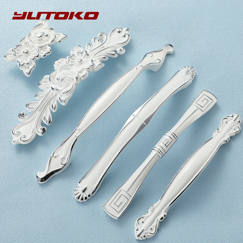 YUTOKO Cabinet Handle Zinc Alloy Ivory White Cabinet Handles Kitchen Cupboard Door Pulls Drawer Knobs European Fashion Furniture