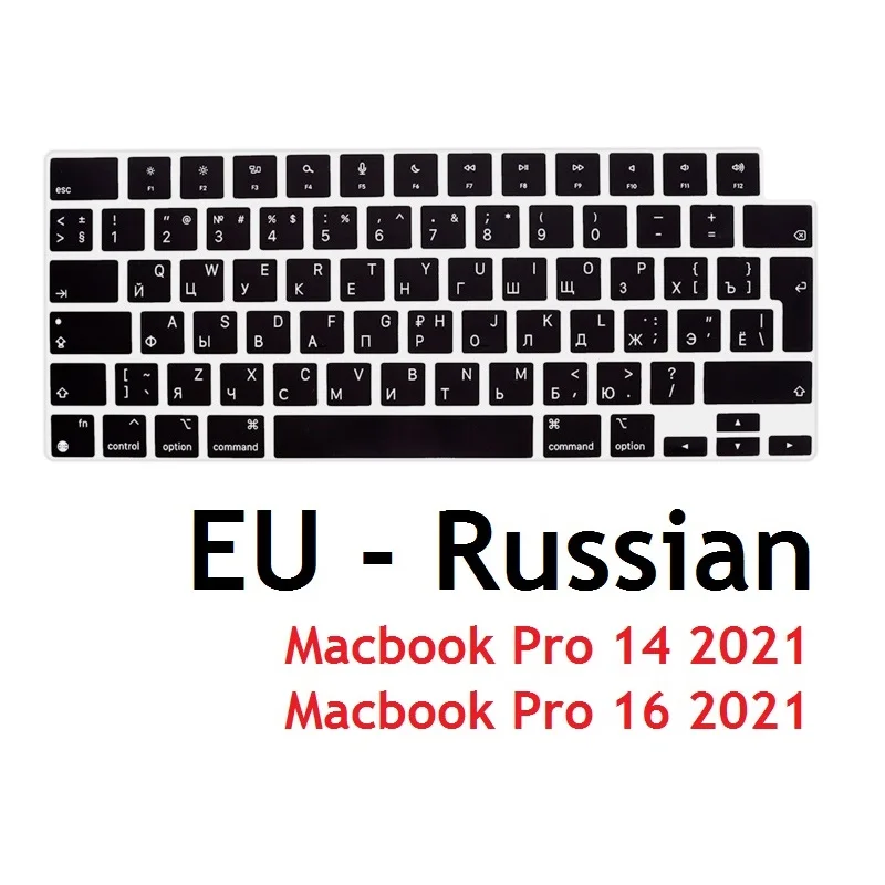 

EU Russian Laptop Cover for Macbook Pro 14 Pro 16 2021 M1 Max A2442 A2485 Russian EU Keyboard Cover Skin