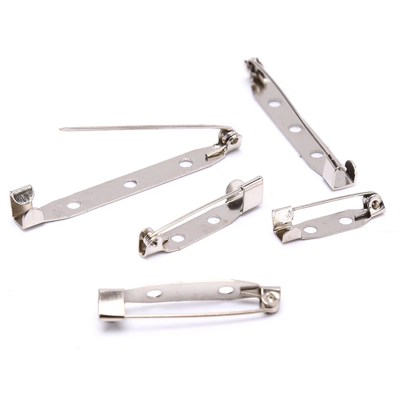 10 개/몫 새로운 스테인레스 스틸 브로치베이스 백 바 배지 홀더 안전 잠금 브로치 핀 DIY 쥬얼리 결과 쥬얼리 액세서리