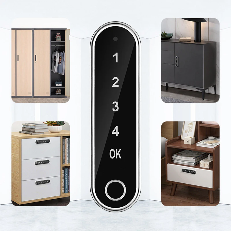 Fingerprint Smart Cabinet Lock Password Drawer Office File Smart Lock Digits Electronic Smart Door Lock AA Battery USB Backup